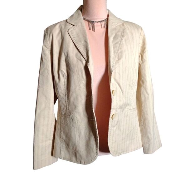 VTG Apostrophe Yellow Striped Single Breasted Fitted Blazer Plussize 14P - Picture 7 of 13